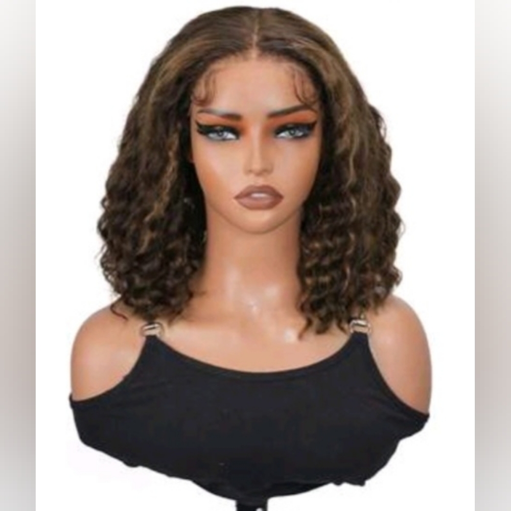 Short Ombre Bob 180% Human Hair Wig- Glueless. .